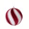4.75" DIA Velvet Swirl Christmas Ornament - White, Burgundy, Red - Elegant Holiday Decor - Peppermint Themed Christmas - XJ4477